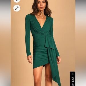 Elegant Green Wrap Dress